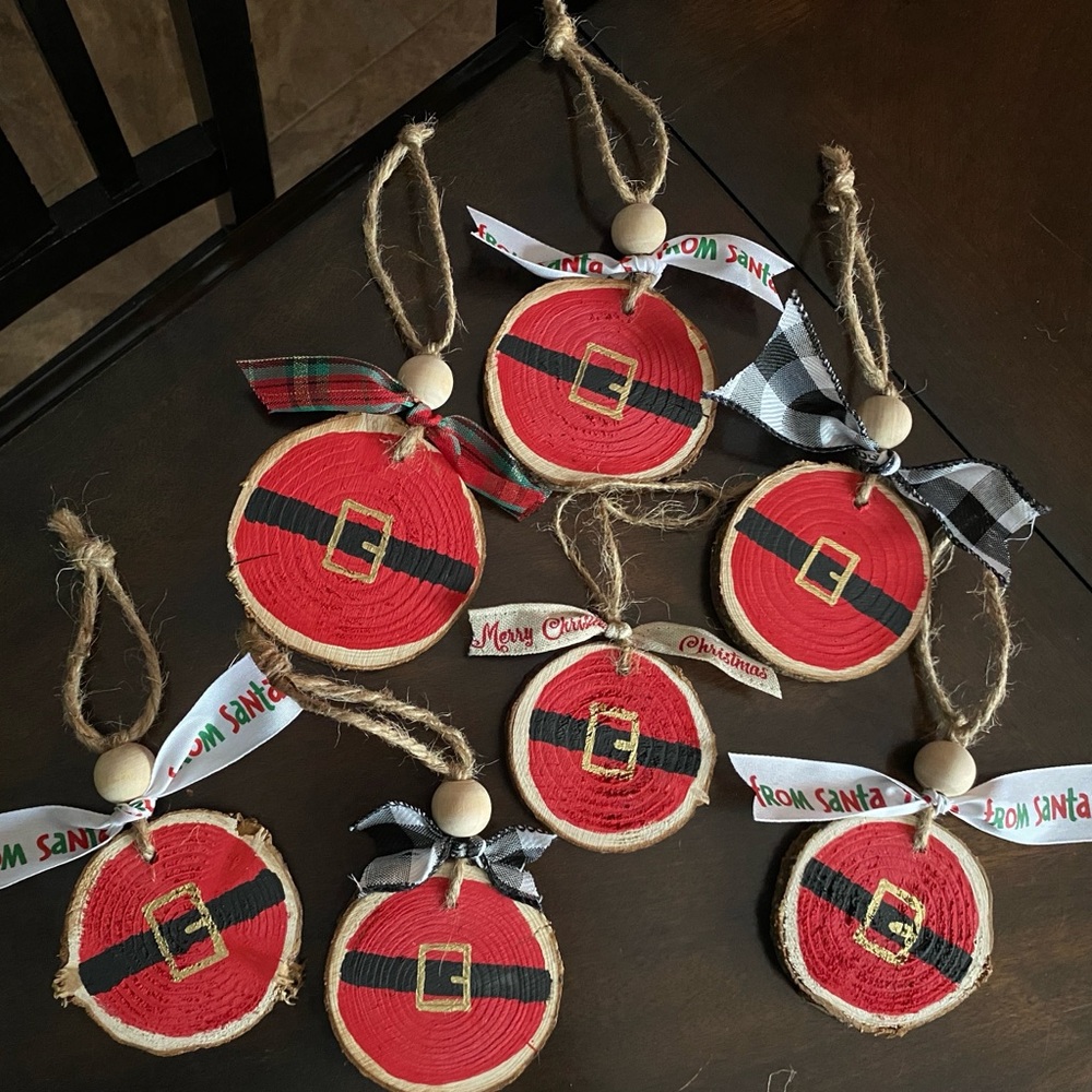 Santa wood slice ornaments